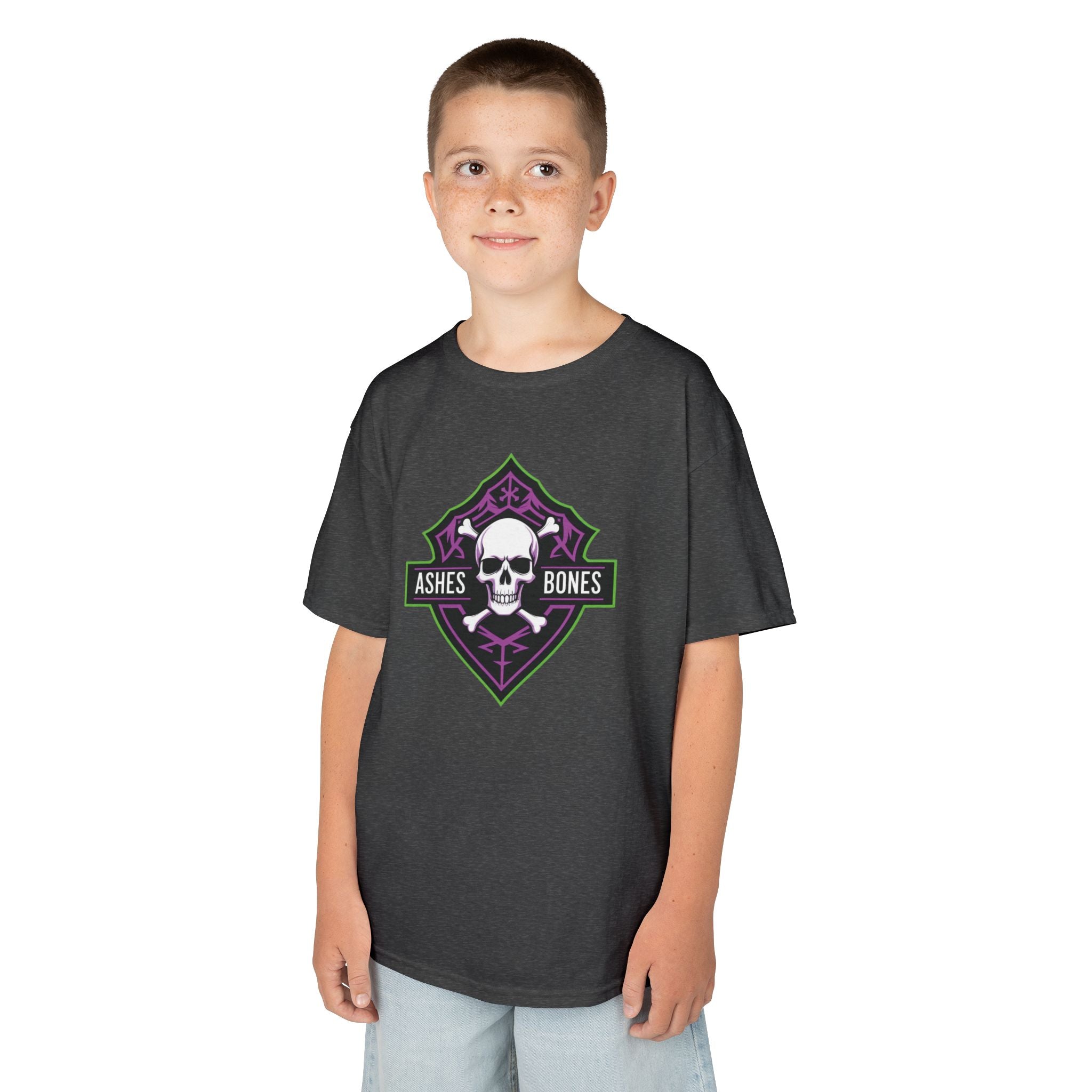 Ashes and Bones Collection - Cool Kids Graphic Tee, Skull Design Shirt, Halloween Costume, Party Outfit, Gift for Boys and Girls