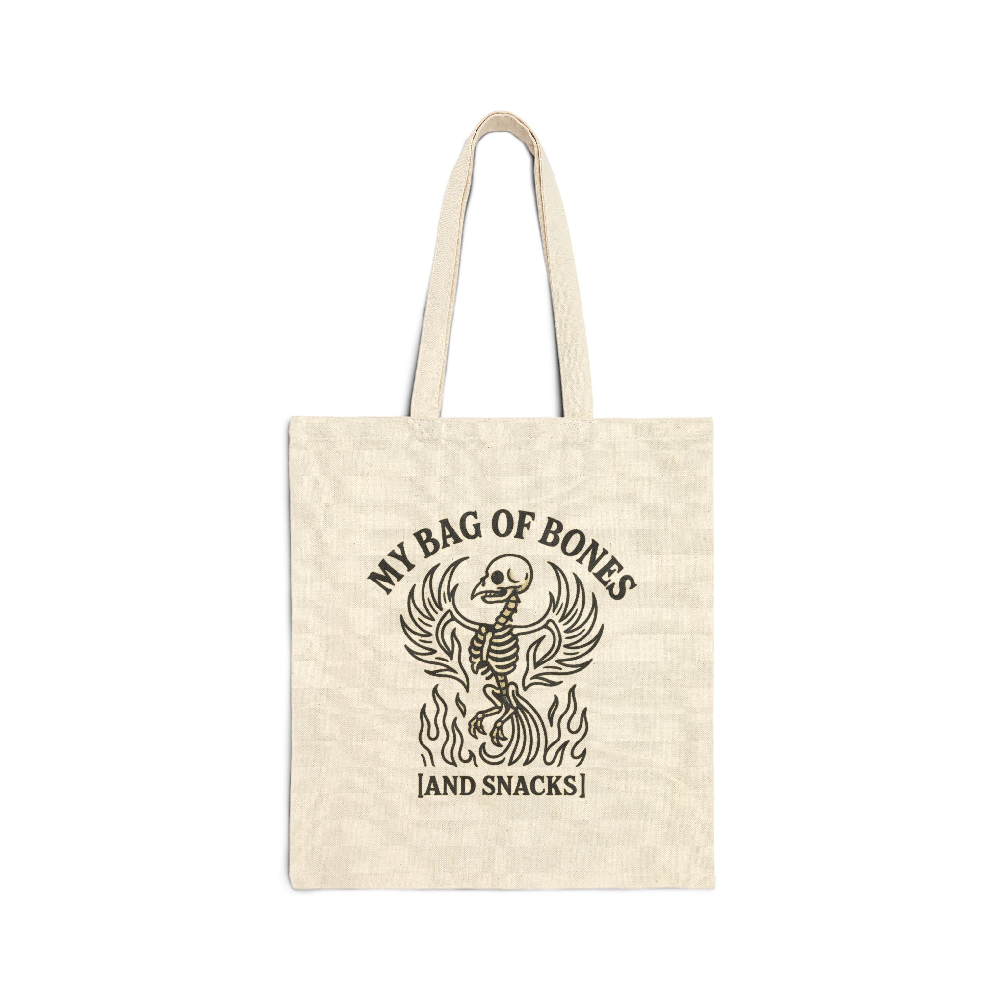 My Bag of Bones Tote Cotton Canvas Bag - Mystic Autumn Collection- Fun  Carryall for Snacks, Groceries, Gifts, Halloween, and Everyday Use