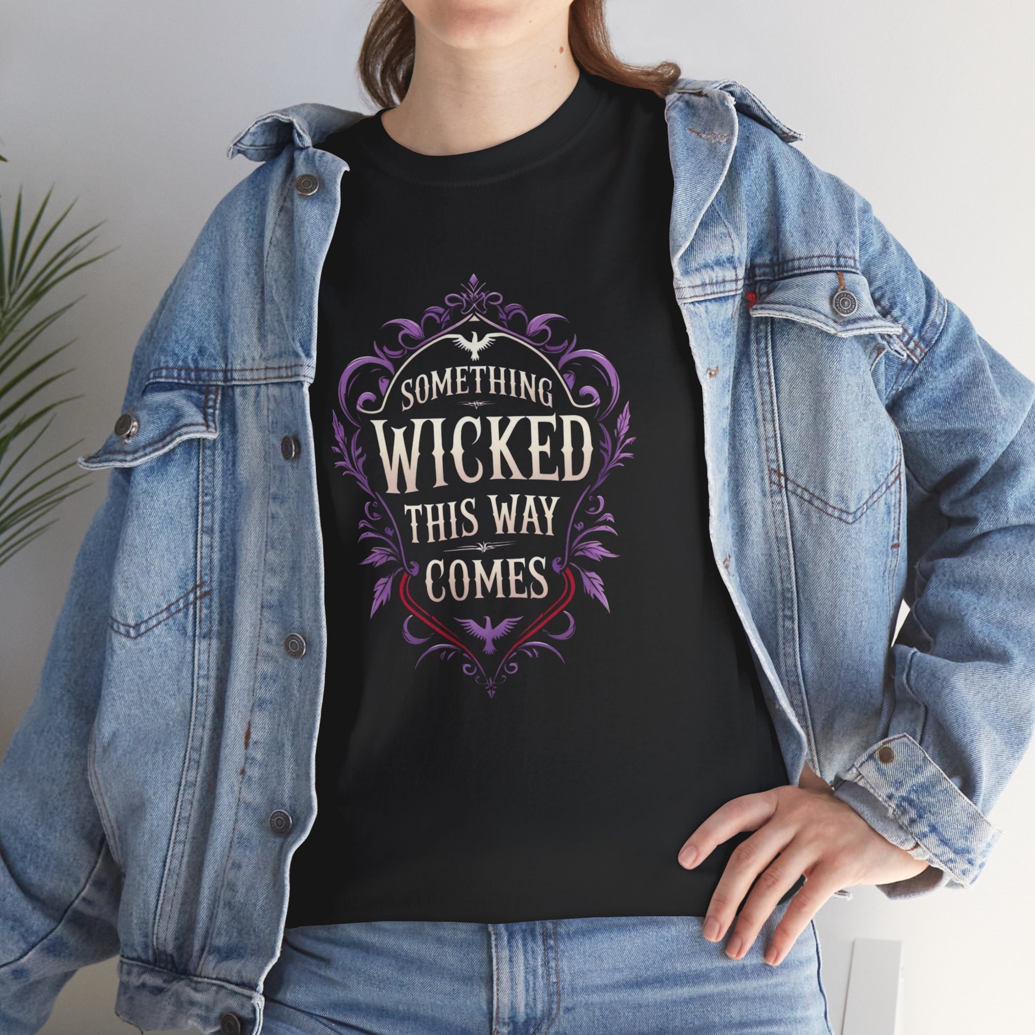 Something Wicked Vibes - Mystic Autumn Collection-Unisex Heavy Cotton Tee | Halloween Shirt, Spooky Apparel, Trendy Gift, Casual Wear, Horror Fan Tee