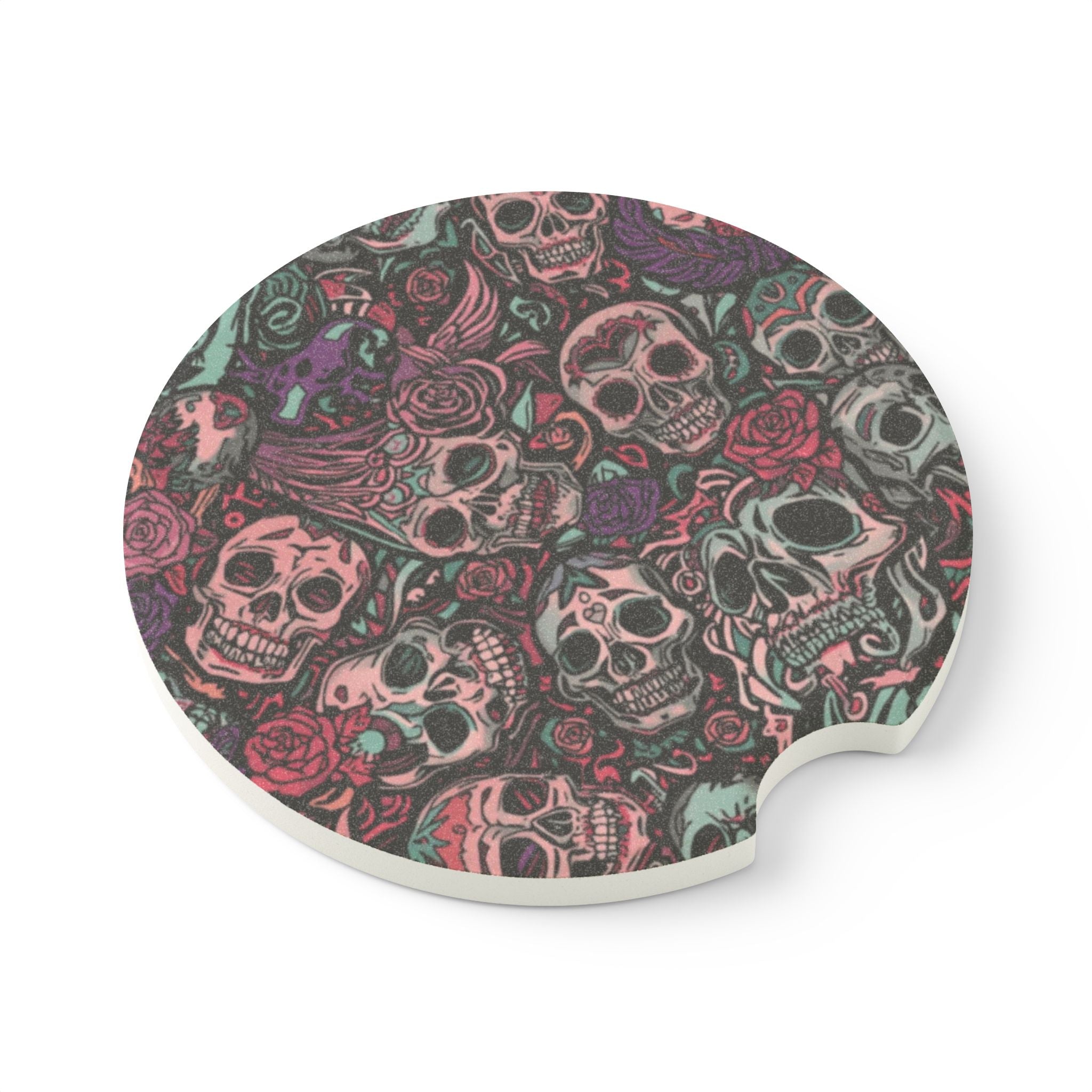 Ashes and Bones Collection - Car Coaster with Skull Design, Car Accessory, Unique Gift, Auto Decor, Halloween Decor, Driver's Gift
