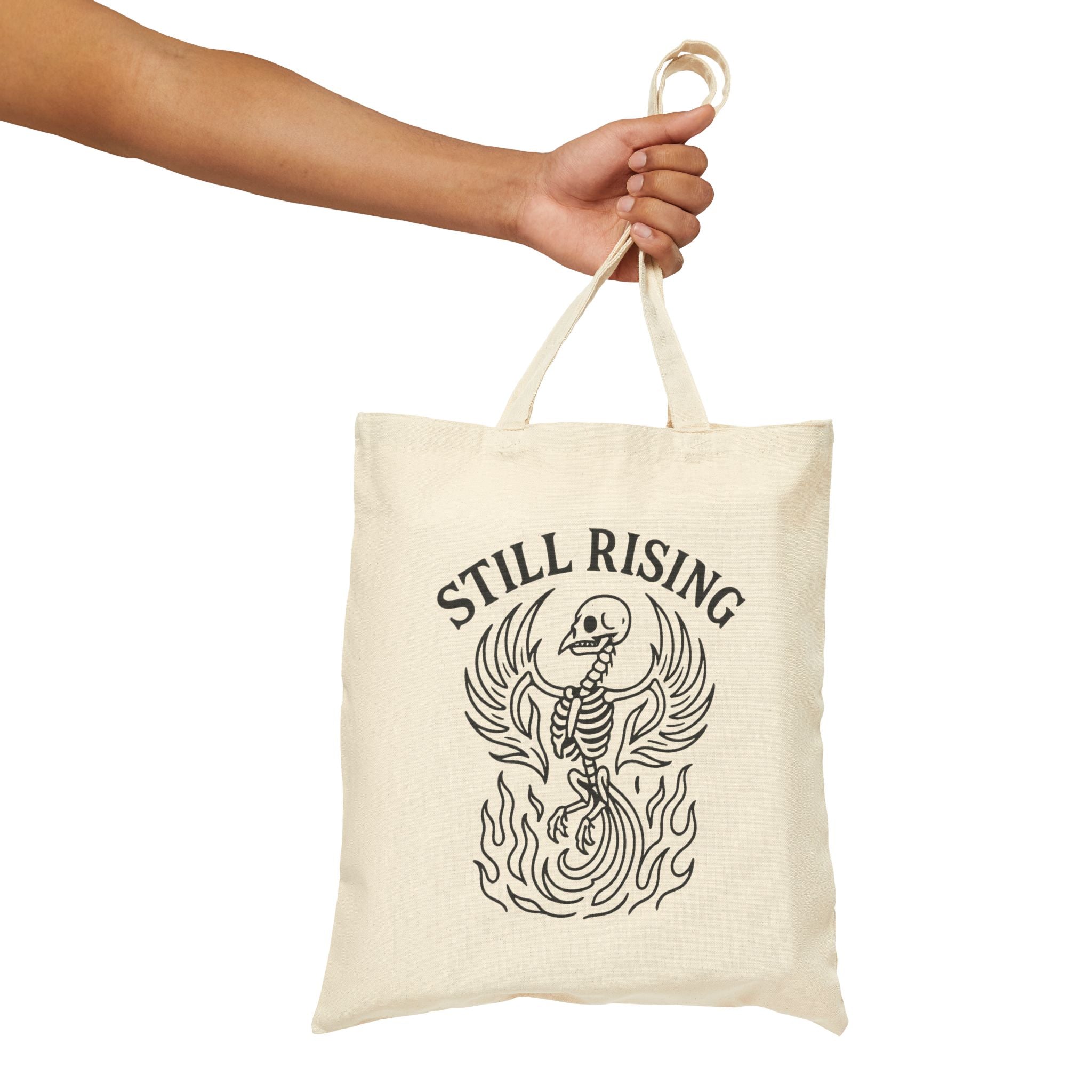 Still Rising - Skeleton Phoenix Cotton Canvas Tote Bag – Mystic Autumn Collection - Eco-Friendly Shopping, Beach Bag, Gym Carrier, Gift for Nature Lovers, Reusable Grocery Bag