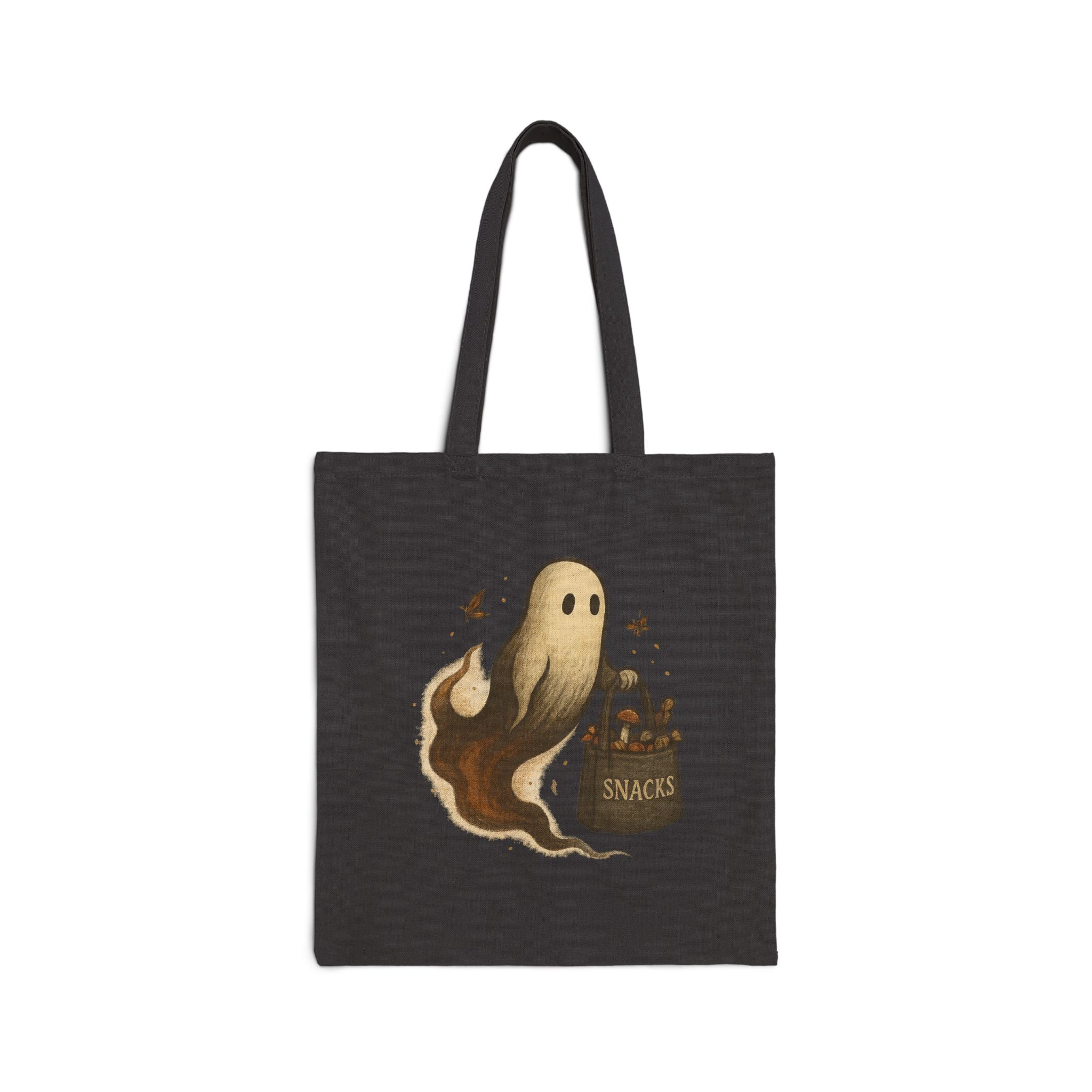 Ghostly Snacks Cotton Canvas Tote Bag - Mystic Autumn Collection - Halloween Bag, Eco-Friendly Shopping Bag, Reusable Grocery Tote, Cute Carryall