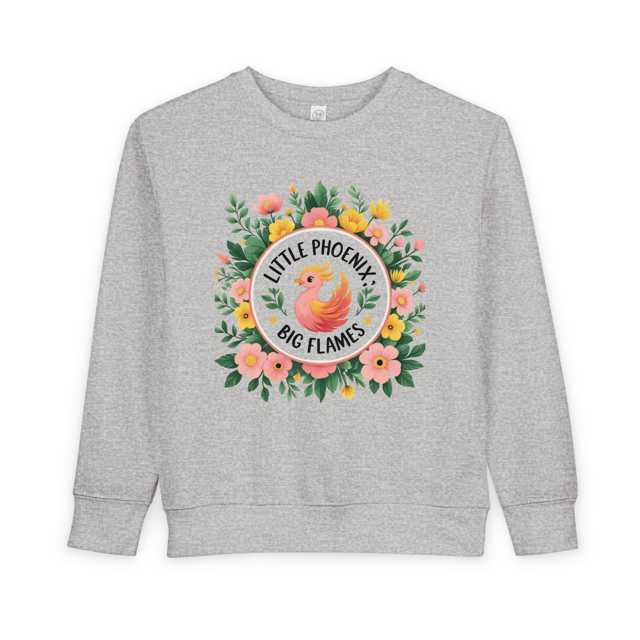 Phoenix Sparks - Little Phoenix Toddler Sweatshirt - Little Phoenix, Big Flames, Cute Kids Sweater, Floral Design, Birthday Gift, Toddler Apparel, Spring Fashion