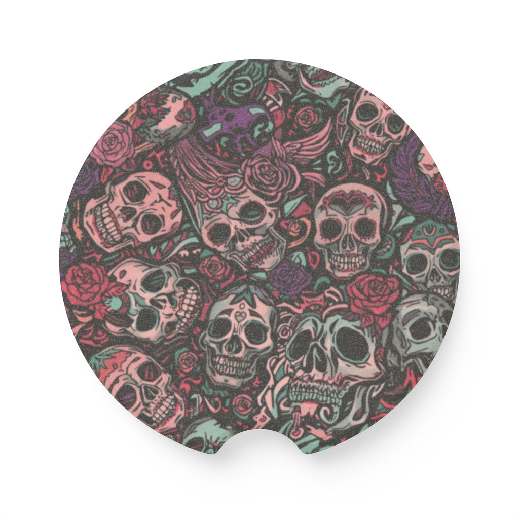 Ashes and Bones Collection - Car Coaster with Skull Design, Car Accessory, Unique Gift, Auto Decor, Halloween Decor, Driver's Gift