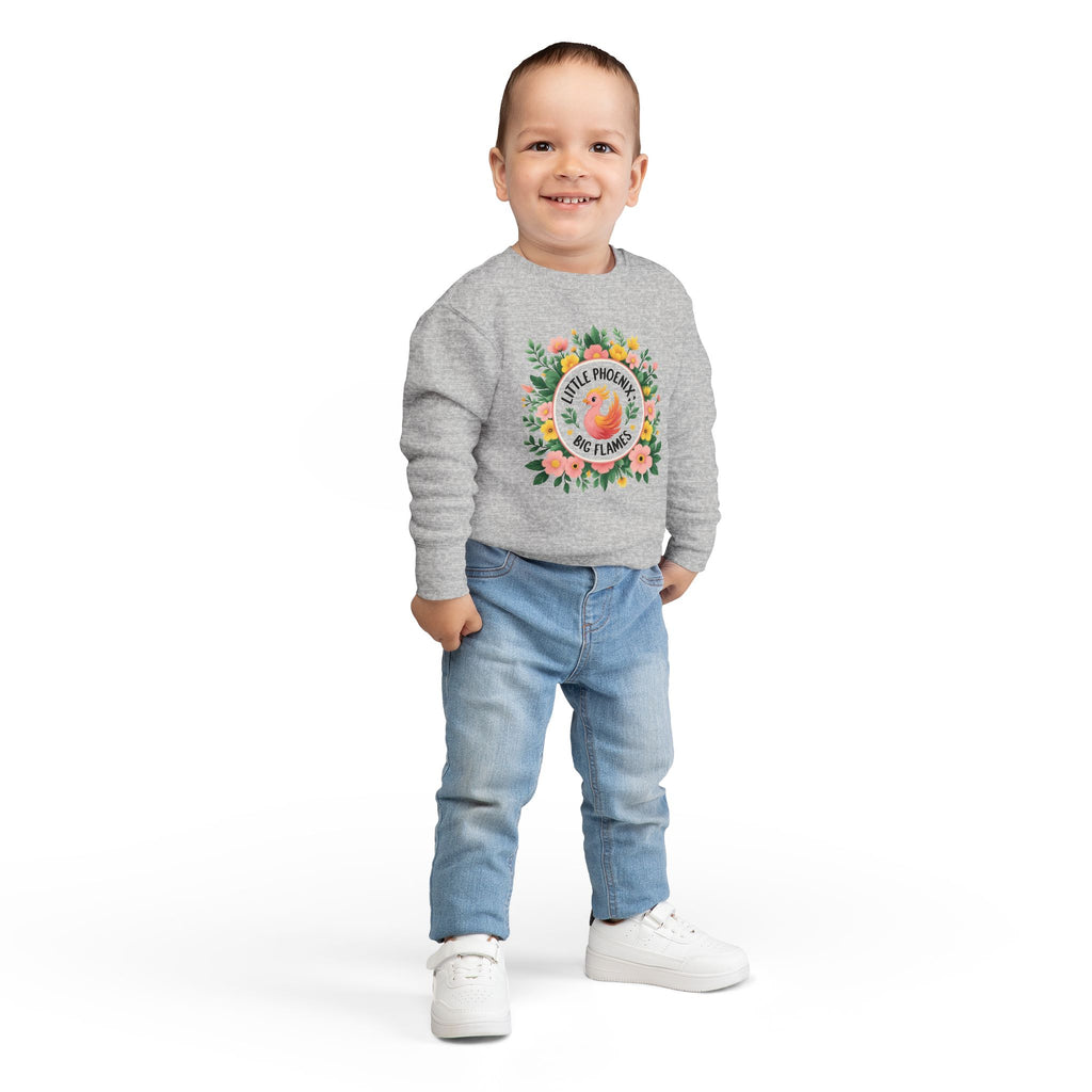 Phoenix Sparks - Little Phoenix Toddler Sweatshirt - Little Phoenix, Big Flames, Cute Kids Sweater, Floral Design, Birthday Gift, Toddler Apparel, Spring Fashion