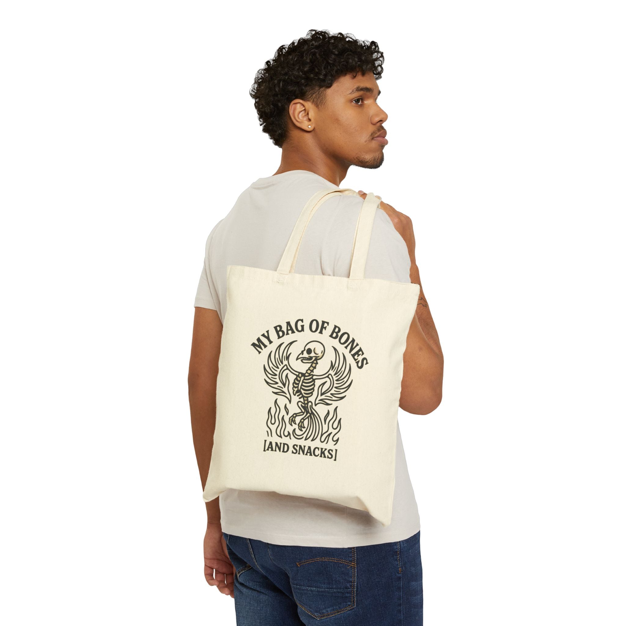 My Bag of Bones Tote Cotton Canvas Bag - Mystic Autumn Collection- Fun  Carryall for Snacks, Groceries, Gifts, Halloween, and Everyday Use