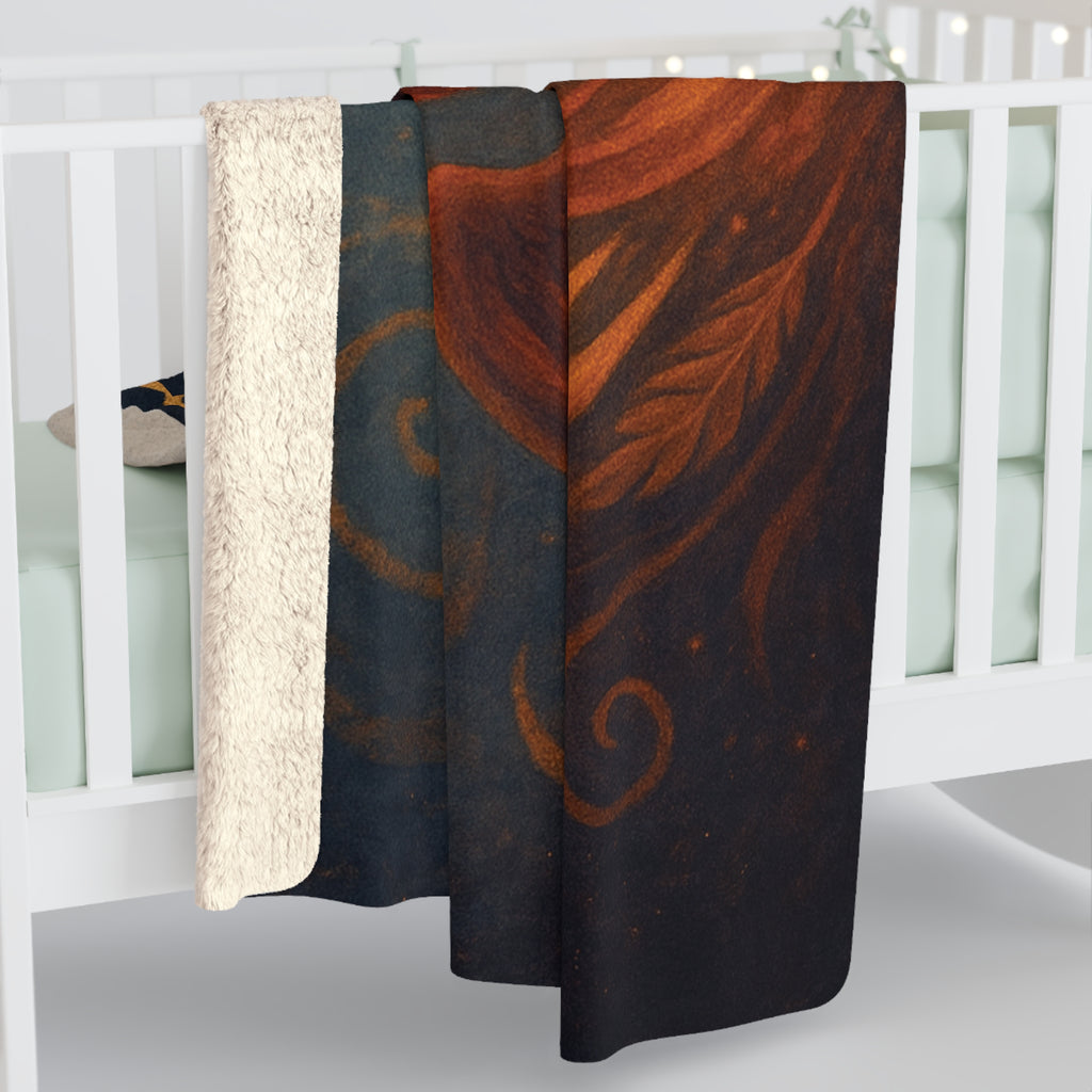 Phoenix Rise Sherpa Fleece Blanket, Cozy Throw Blanket, Inspirational Gift, Warm Home Decor, Motivational Art