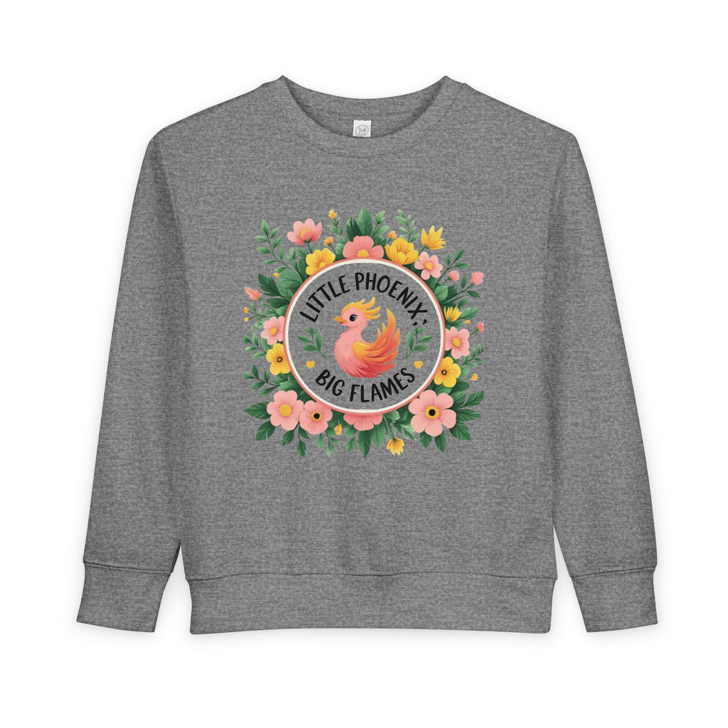 Phoenix Sparks - Little Phoenix Toddler Sweatshirt - Little Phoenix, Big Flames, Cute Kids Sweater, Floral Design, Birthday Gift, Toddler Apparel, Spring Fashion