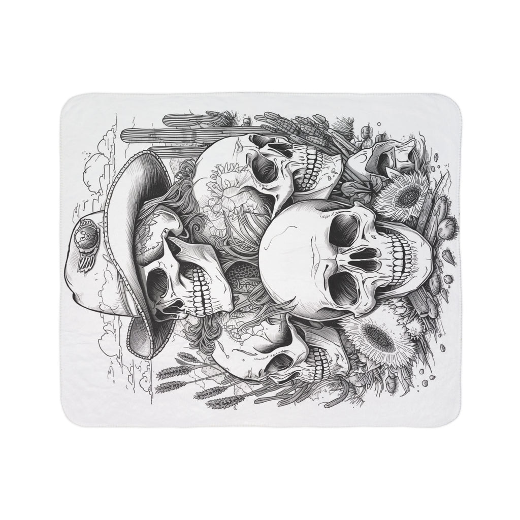 Ashes and Bones Collection - Skull Cowboy Fleece Blanket, Cozy Throw, Western Decor, Gift for Him, Halloween, Living Room Accent, Home Warmth
