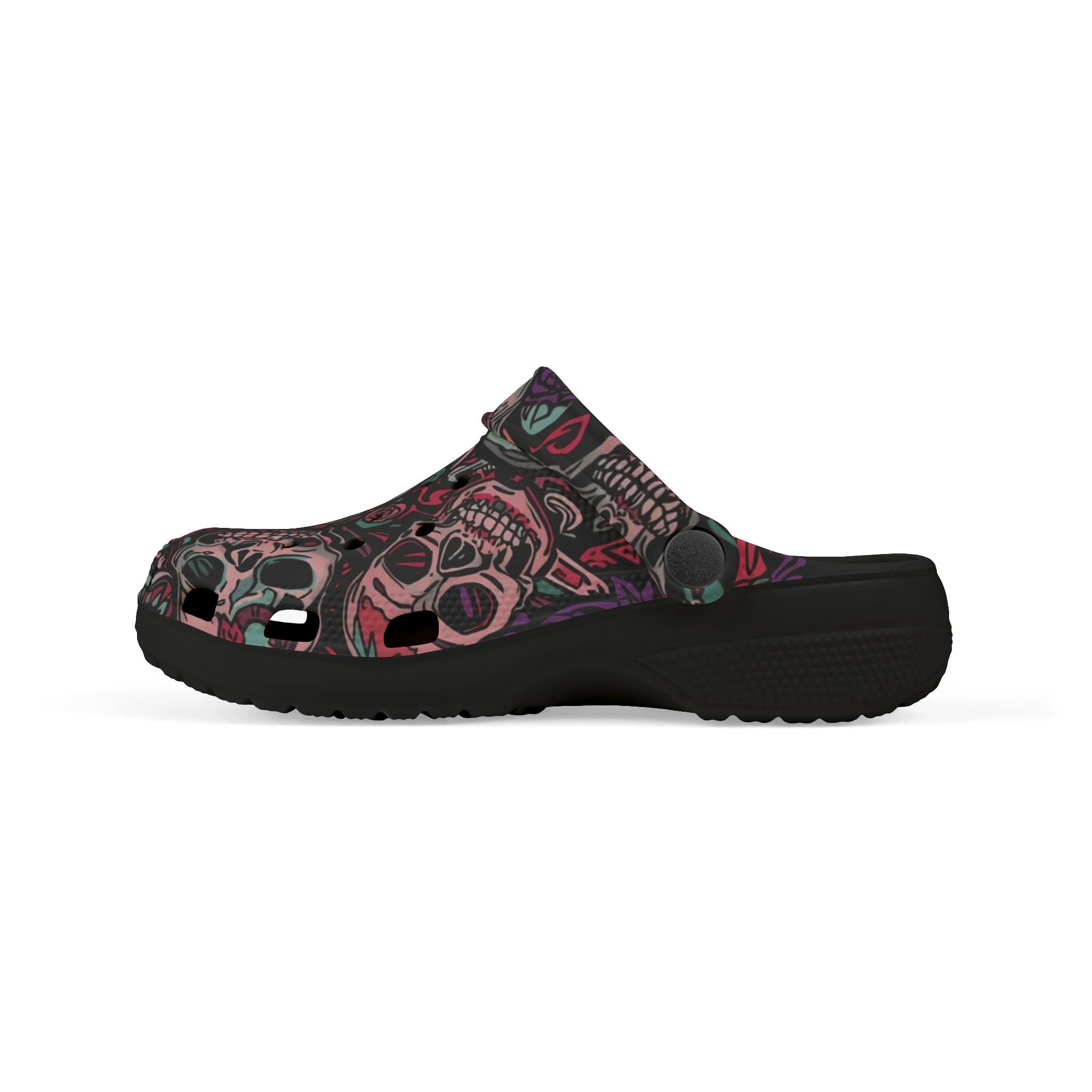 Ashes and Bones Collection - Skull Pattern Kids' Clogs - Fun, Comfortable Footwear for Playtime, Halloween, Gifts, Casual Days, Unique Kids' Fashion
