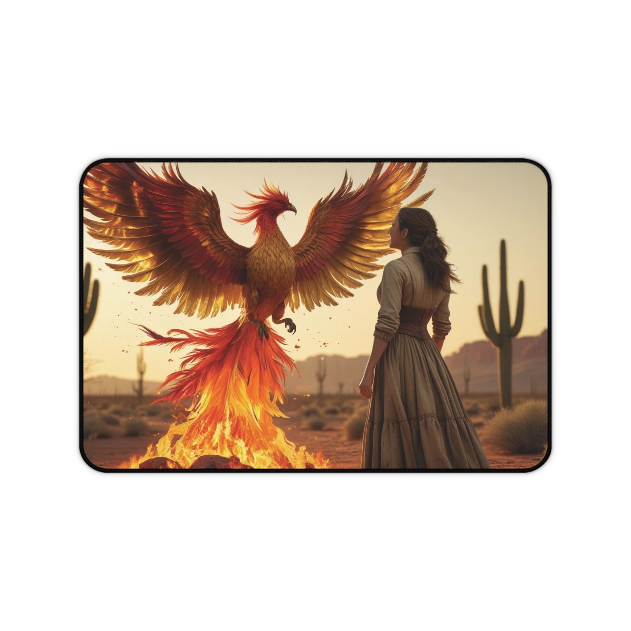 Phoenix Rising Desk Mat, Motivational Workspace Decor, Office Gift, Gaming Mousepad, Inspirational Desk Accessory