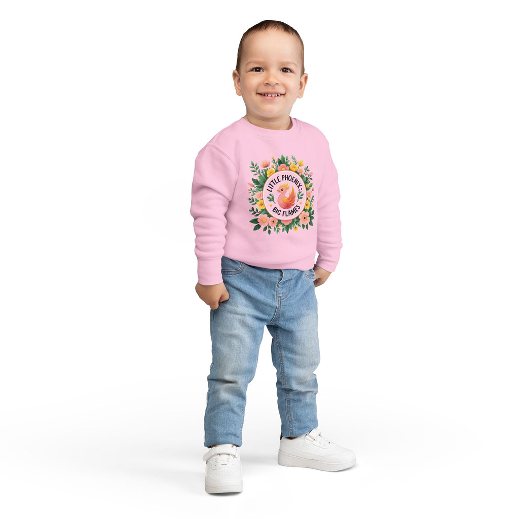 Phoenix Sparks - Little Phoenix Toddler Sweatshirt - Little Phoenix, Big Flames, Cute Kids Sweater, Floral Design, Birthday Gift, Toddler Apparel, Spring Fashion
