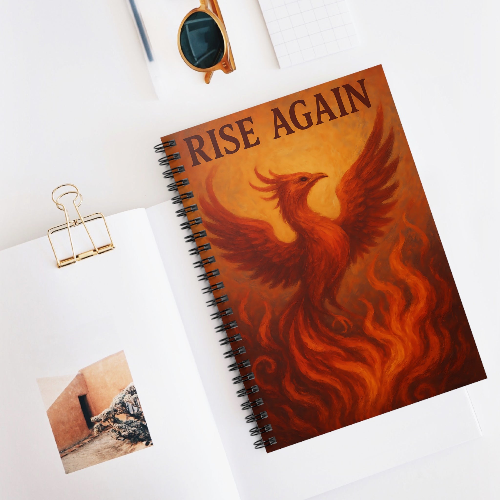 Phoenix Rise Again Spiral Notebook, Motivational Journal, Gift for Artists, Stationery for Students, Inspiration Notebook, Creativity Diary