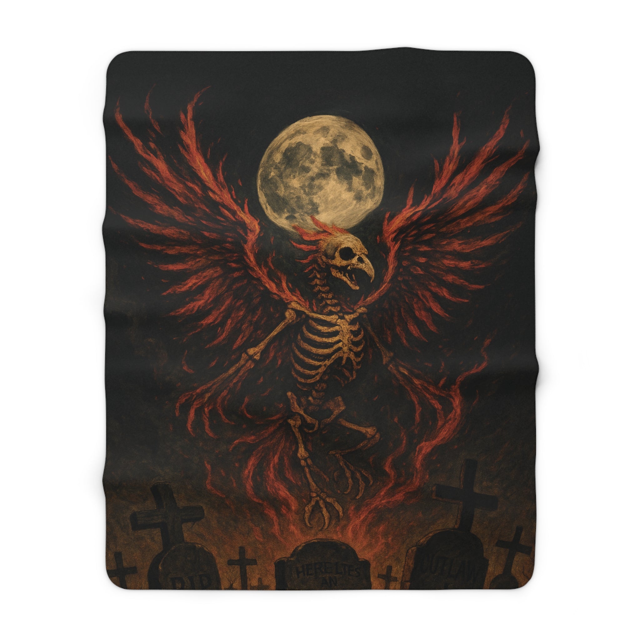 Ashes and Bones Collection - Gothic Phoenix Sherpa Fleece Blanket - Cozy Art for Home, Halloween Decor, Gift for Bird Lovers, Warm Throw for Fall Nights, Unique [...]