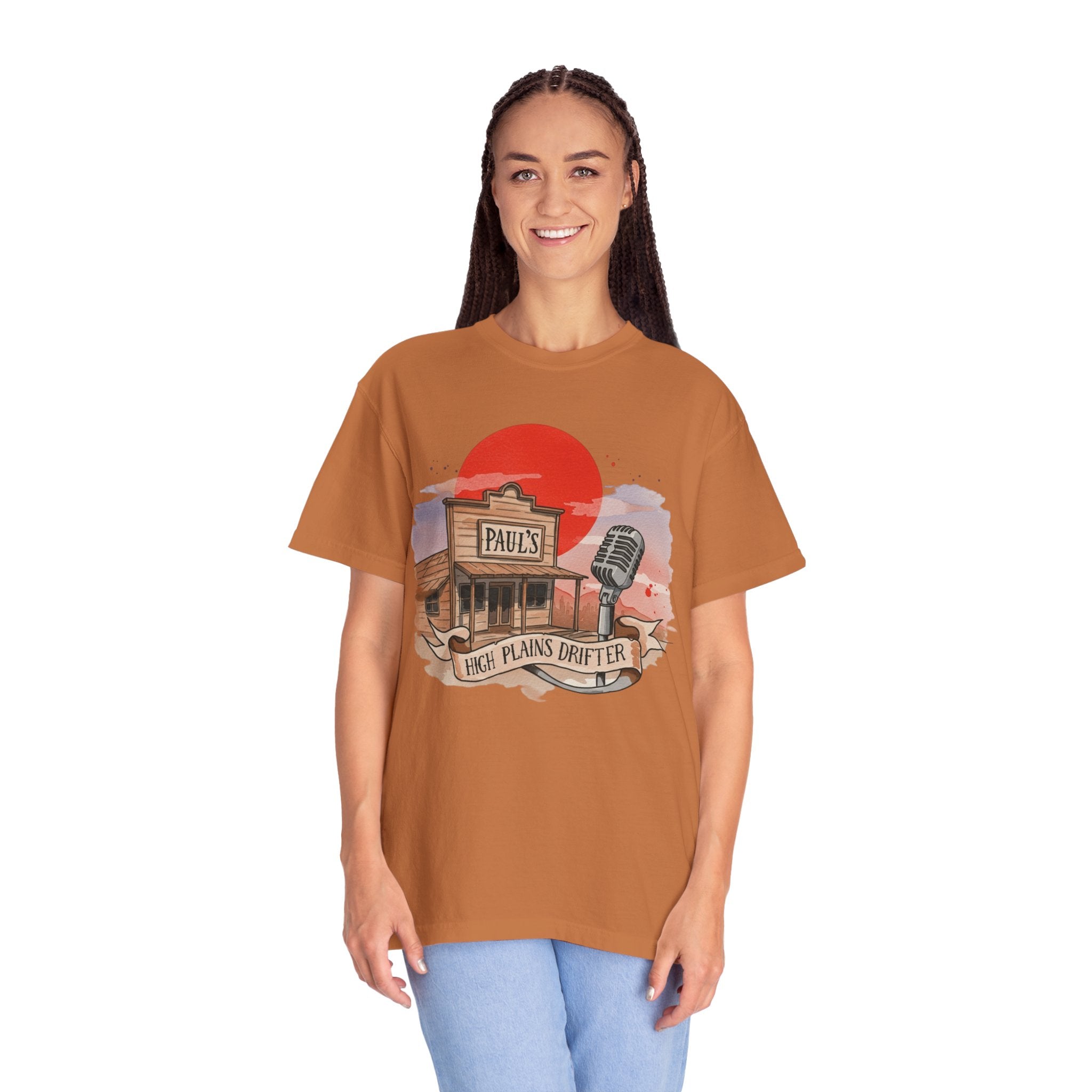 High Plains Drifter Unisex Garment-Dyed T-shirt, Respawn & Reclaim Collection, Vintage Tee, Boho Shirt, Western Top, Gift for Adventurers