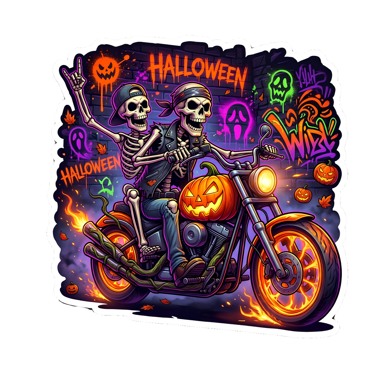 Midnight Joyride Jumbo Vinyl Decals | Retro Hot Rod & Neon Halloween Slaps (4″+ Large)
