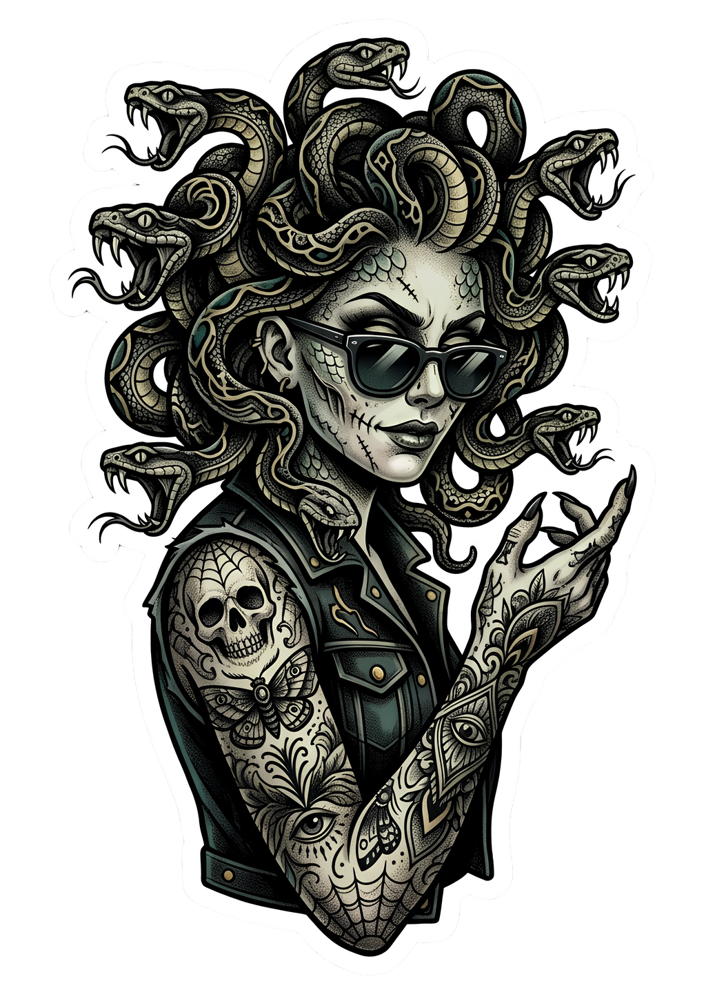 The Tattooed Coven Die-Cut Sticker Pack | Neo-Traditional Halloween Vinyl (Set of 4)