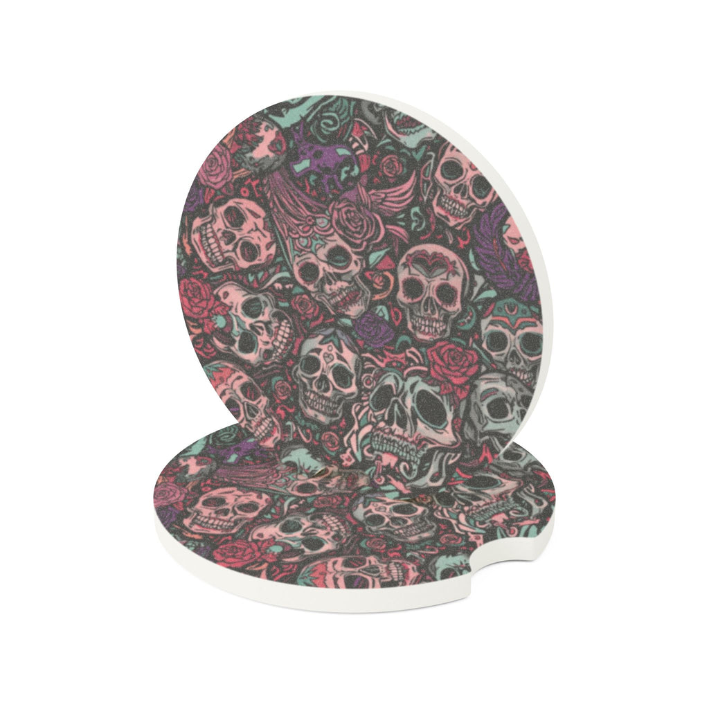Ashes and Bones Collection - Car Coaster with Skull Design, Car Accessory, Unique Gift, Auto Decor, Halloween Decor, Driver's Gift