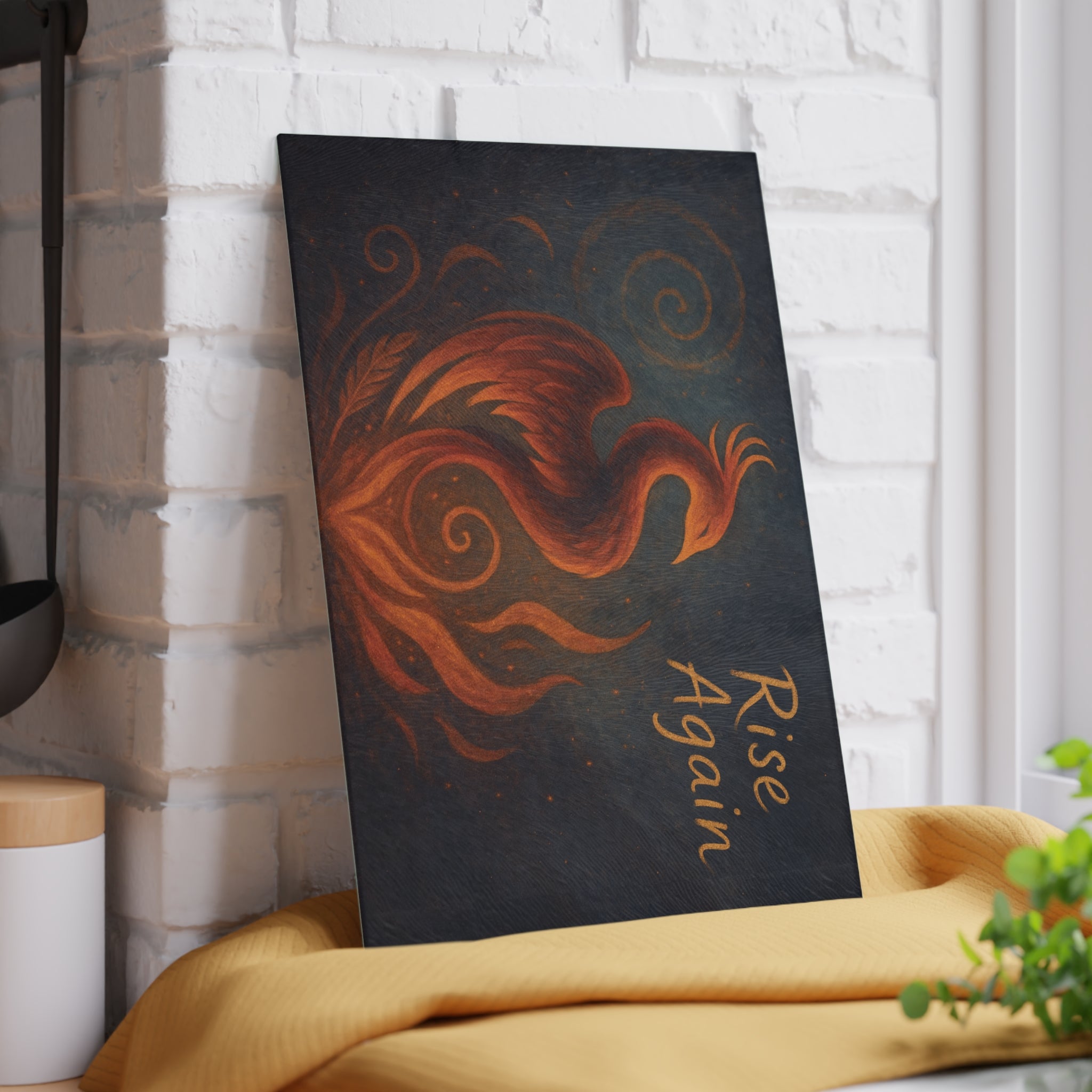 Phoenix Rise Again Glass Cutting Board - Kitchen Decor, Gift for Her, Housewarming, Inspirational Home Art, Unique Kitchenware