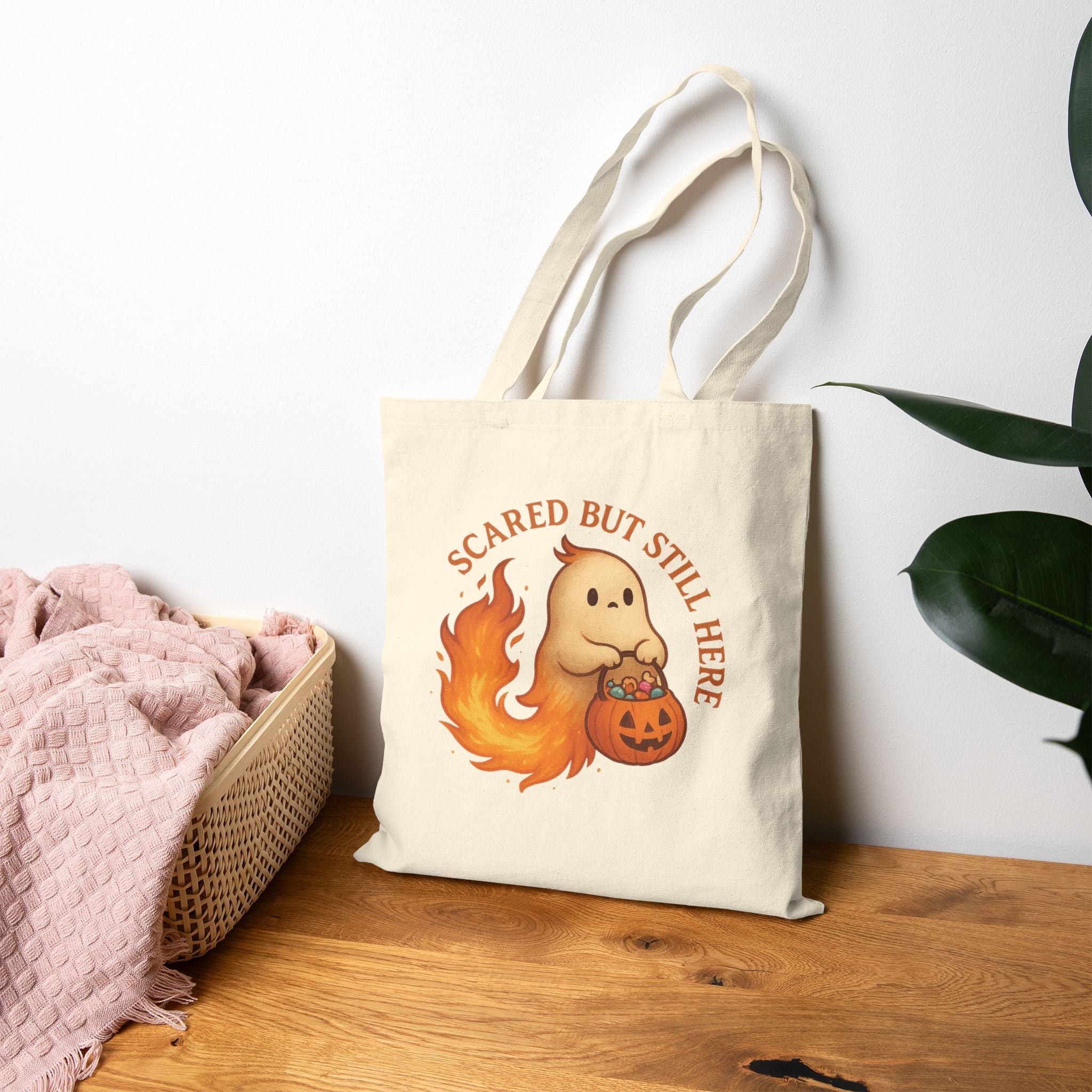 Ghost Phoenix Tote Bag - Halloween Themed - Scared But Still Here -Mystic Autumn Collection- Eco-Friendly Shopping Bag, Cute Trick or Treat Tote, Gift for Ghost [...]