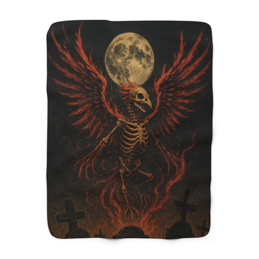 Ashes and Bones Collection - Gothic Phoenix Sherpa Fleece Blanket - Cozy Art for Home, Halloween Decor, Gift for Bird Lovers, Warm Throw for Fall Nights, Unique [...]