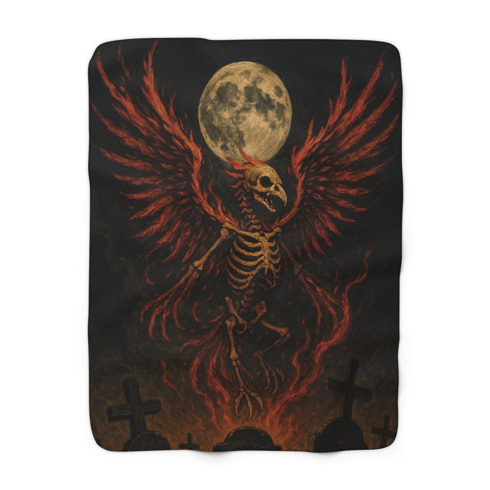 Ashes and Bones Collection - Gothic Phoenix Sherpa Fleece Blanket - Cozy Art for Home, Halloween Decor, Gift for Bird Lovers, Warm Throw for Fall Nights, Unique [...]