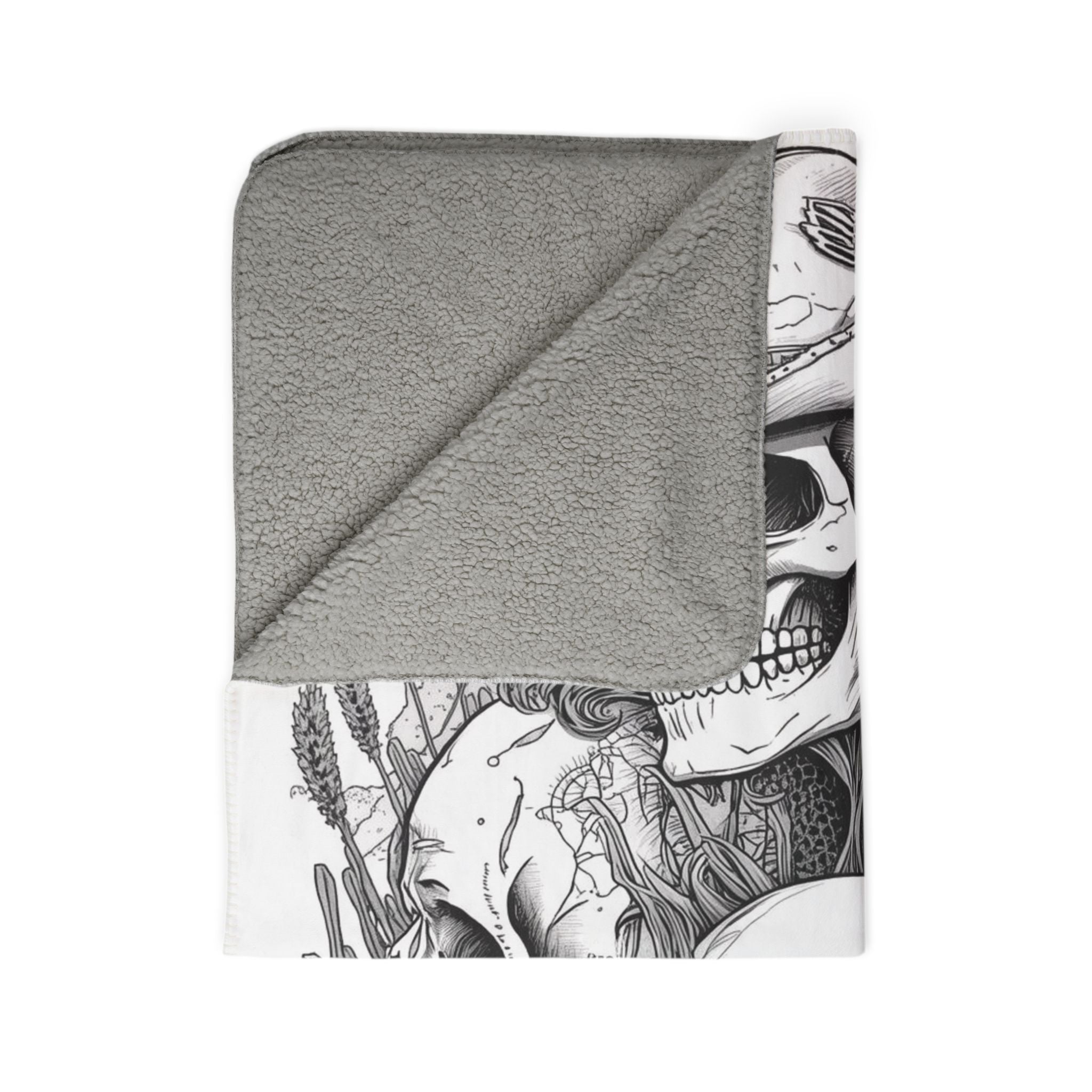 Ashes and Bones Collection - Skull Cowboy Fleece Blanket, Cozy Throw, Western Decor, Gift for Him, Halloween, Living Room Accent, Home Warmth