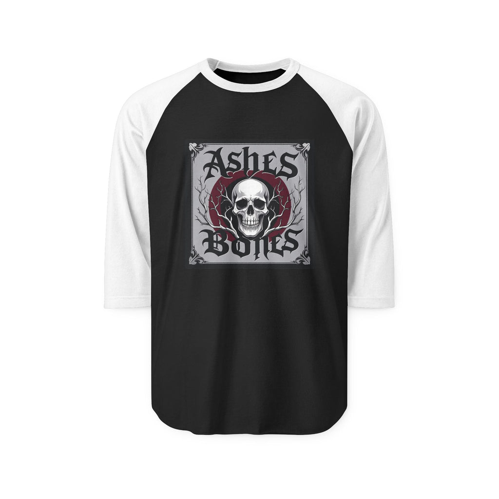 Ashes and Bones Collection - Skull Graphic Unisex Raglan Shirt - Edgy Casual Wear, Goth Style Tee, Vintage Clothing, Halloween Outfit, Unique Gift