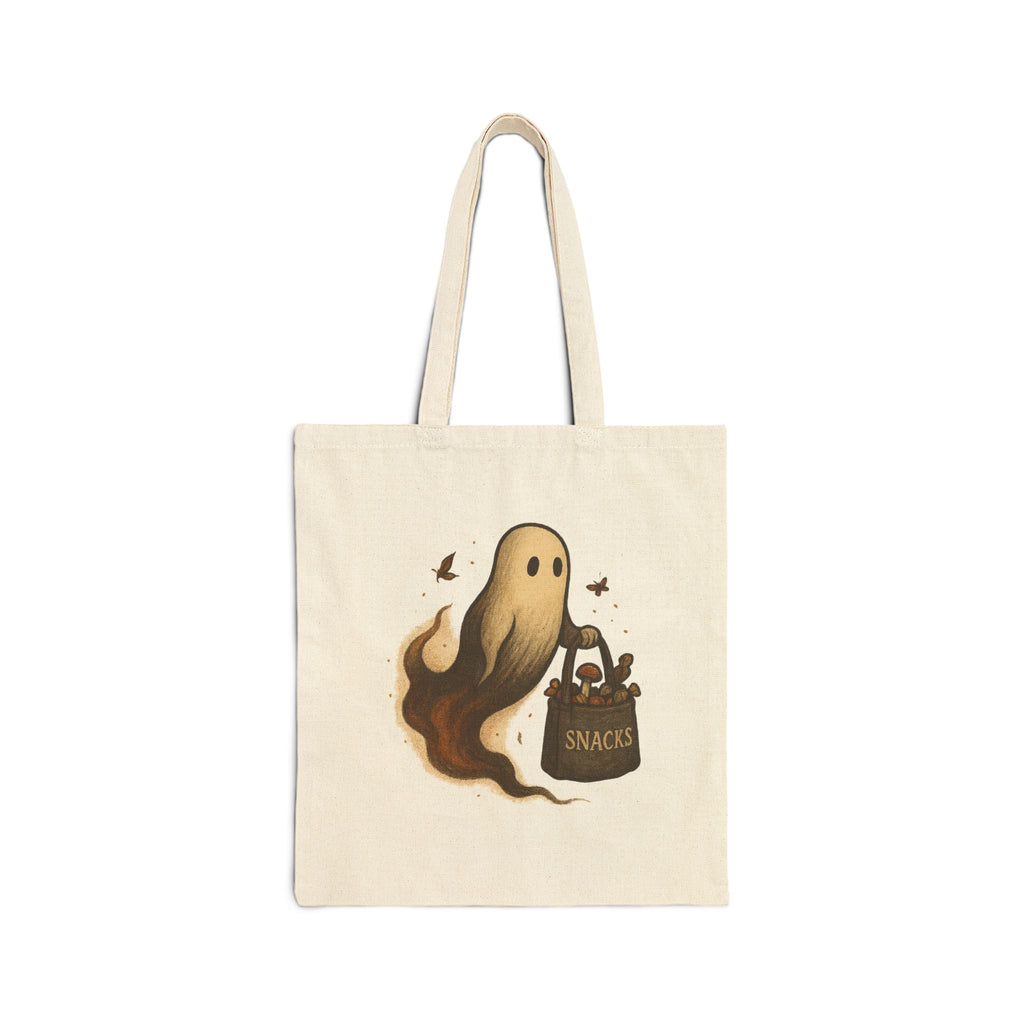 Ghostly Snacks Cotton Canvas Tote Bag - Mystic Autumn Collection - Halloween Bag, Eco-Friendly Shopping Bag, Reusable Grocery Tote, Cute Carryall