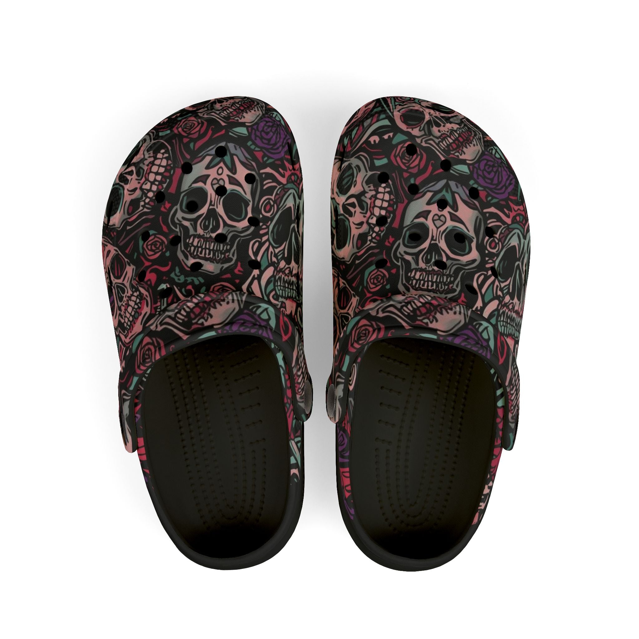Ashes and Bones Collection - Skull Pattern Kids' Clogs - Fun, Comfortable Footwear for Playtime, Halloween, Gifts, Casual Days, Unique Kids' Fashion