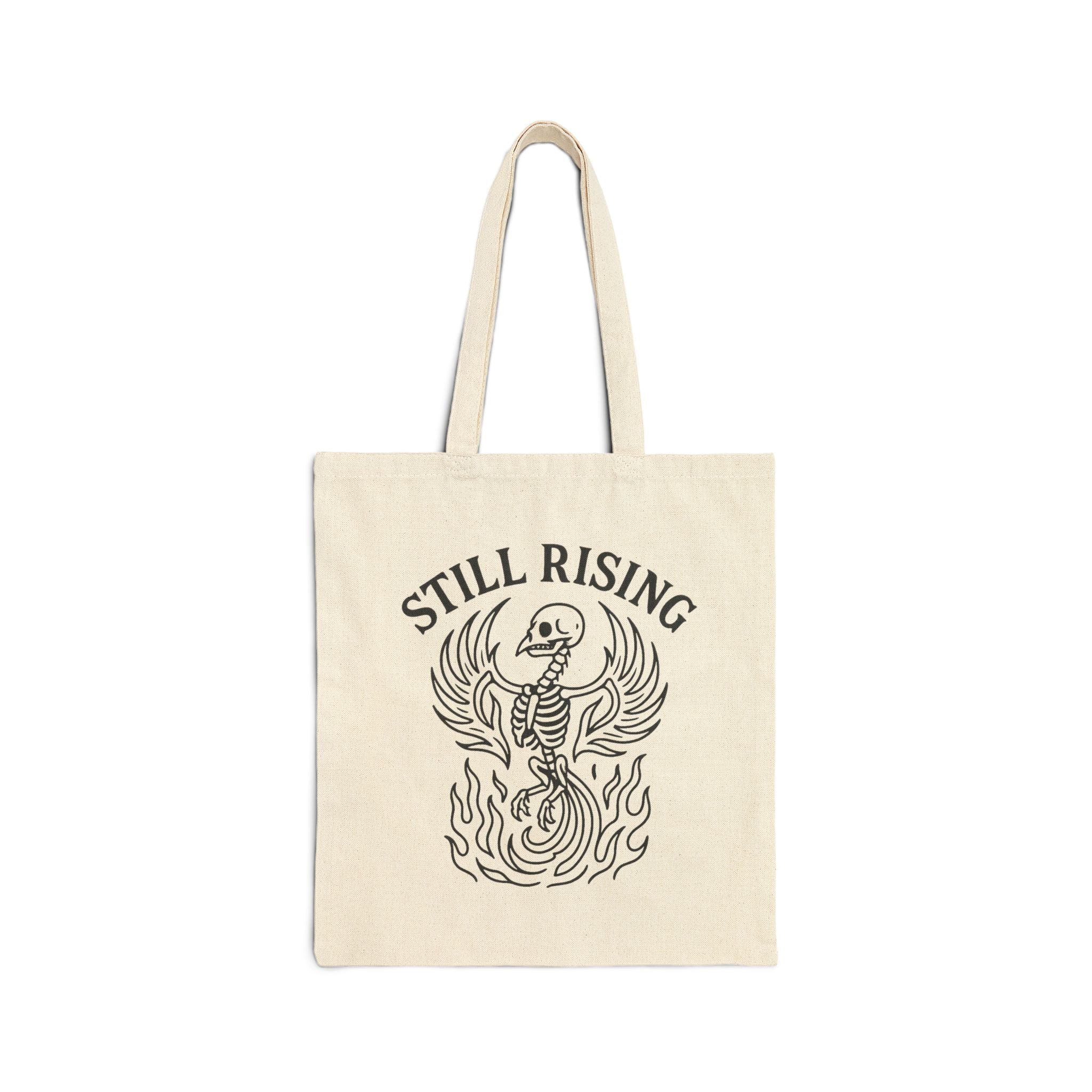 Still Rising - Skeleton Phoenix Cotton Canvas Tote Bag – Mystic Autumn Collection - Eco-Friendly Shopping, Beach Bag, Gym Carrier, Gift for Nature Lovers, Reusable Grocery Bag