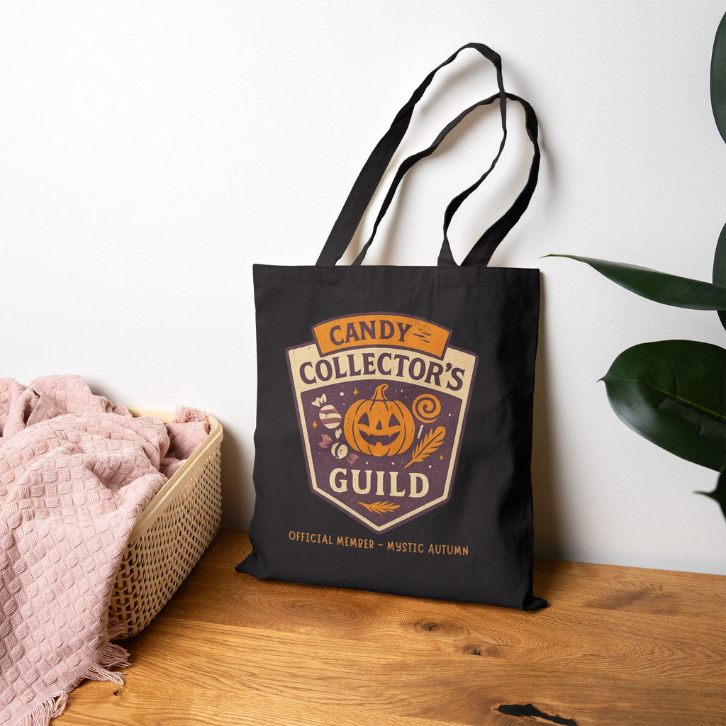 Halloween-Themed - Candy Collectors Guild - Mystic Autumn Collection - Cotton Canvas Tote Bag, Trick or Treat, Candy Bag, Fall Tote, Eco-Friendly Shopping Bag