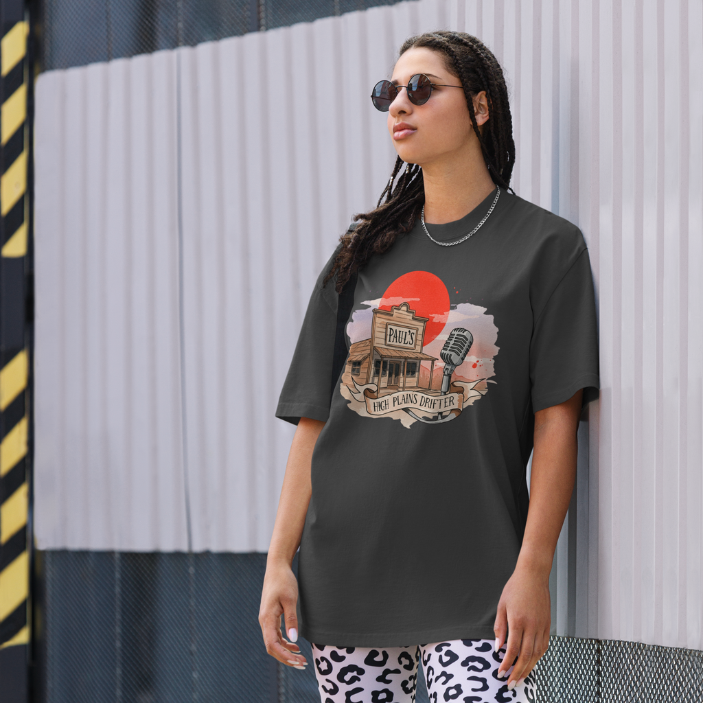 High Plains Drifter Oversized Faded T-Shirt - 100% Carded Cotton, Loose Fit, Garment Dyed, Pre Shrunk, Dropped Shoulder, Wide Neck Ribbing, Women's Top streetwear  graphic  tee