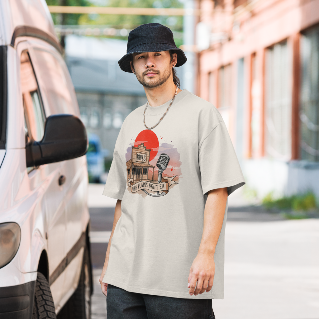 High Plains Drifter Oversized Faded T-Shirt - 100% Carded Cotton, Loose Fit, Garment Dyed, Pre Shrunk, Dropped Shoulder, Wide Neck Ribbing, Women's Top streetwear  graphic  tee