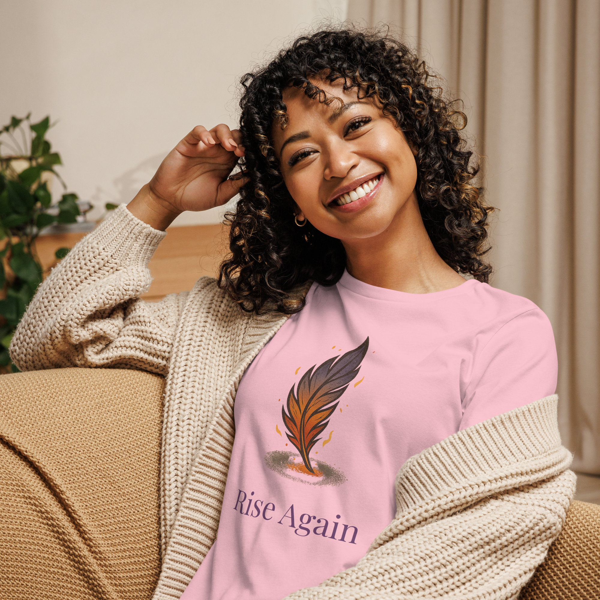 Rise Again Women's Relaxed T-Shirt - Soft 100% Combed Ring-Spun Cotton Tee with Crew Neck & Side-Seamed Construction - Comfortable Everyday Wear women